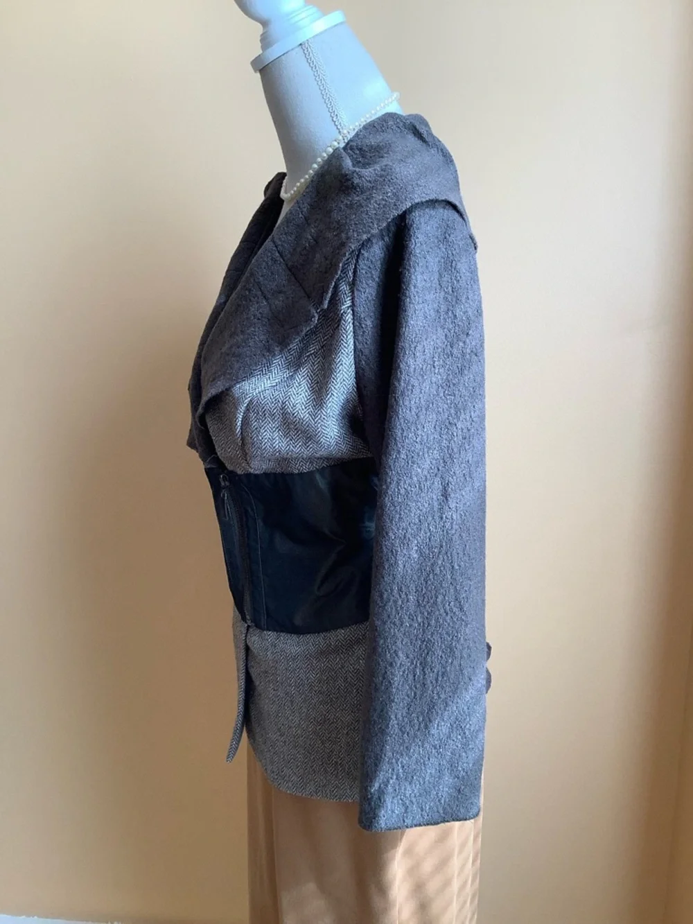 KAPALUA Brown Wool Tweed Cinch Waist Unlined Jacket Size 12 - Picture 3 of 15